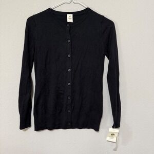 NWT Tucker + Tate Lightweight Black Cardigan 100% Cotton Girls Large/14 Preppy